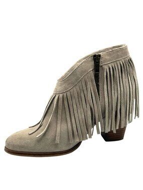 Ariat Unbridled Layla Ankle Boots 6.5 Taupe Tan Fringe Suede Leather 10019842